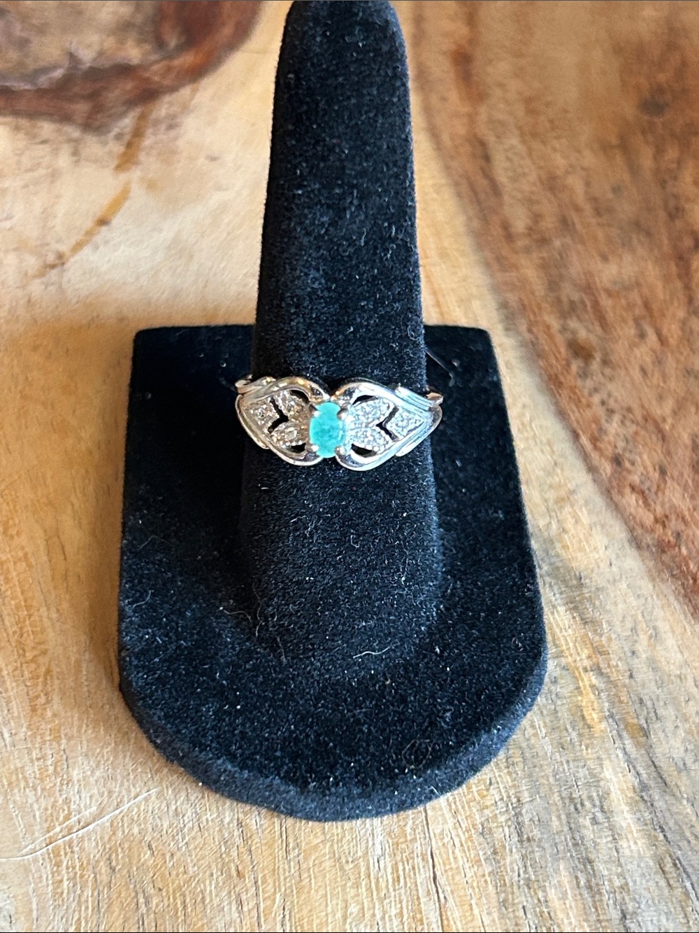Sterling Silver Emerald Accent Vintage-Inspired Ring - Teal Green